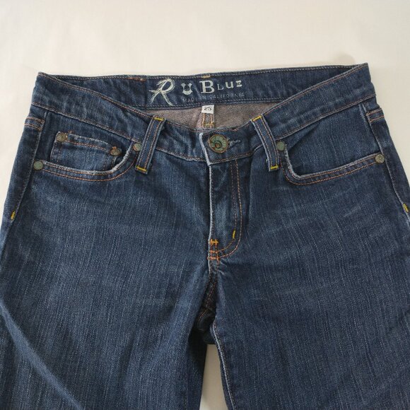 R U Blue Dark Wash Jeans with mild distressing - Picture 2 of 2